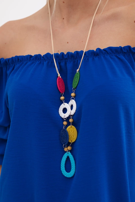 Spanish blouse with decorative sleeves cornflower blue