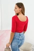 Round neckline blouse red