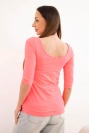 Bluse mit rundem Ausschnitt neonrosa
