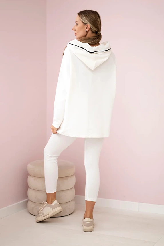 Set of cotton hoodie + leggings ecru