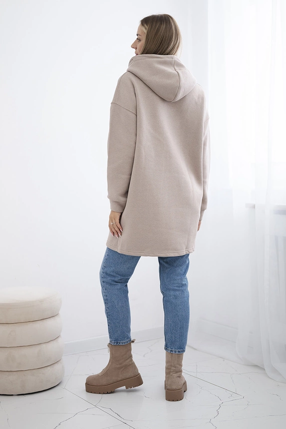 Padded sweatshirt with hood beige