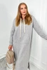 Langes Kleid mit Kapuze grau