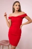 Off-the-shoulder dress with frills red