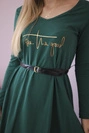Kleid mit Ziergürtel und Aufschrift dunkelgrün