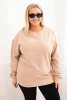 Dámska mikina s kapucňou Plus Size bavlnená basic s okrúhlym výstrihom béžová