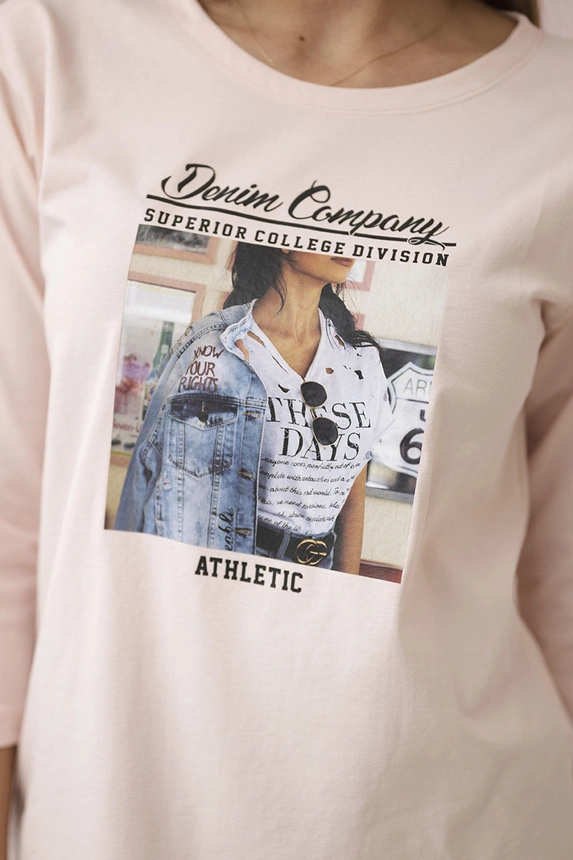 Collage bedruckte Bluse puderrosa