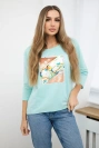 Halenka s grafikou 3D Bird mint