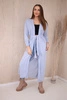 Long cardigan sweater tied at the waist blue