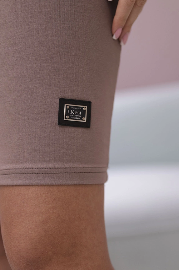 Kleid mit Krawattenausschnitt mokka