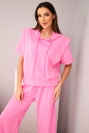 Damen-Set aus butterweichem Stoff: Kapuzenpullover und lockere Hosen mit Kordelzug hellrosa