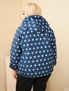 Plus Size women's jacket with polka dots and a hood navy
