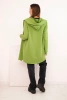 Women's cotton hoodie with an elongated front olive