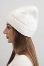 Women's winter hat acrylic with decorative weave K462 white