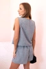 Women's viscose set buttoned vest and shorts graphite melange