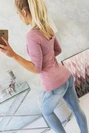 Round neckline blouse dark pink