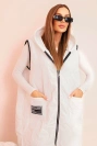 Plus Size women's quilted vest with a hood zipped white