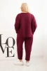 Damen Set Plus Size Butter Sweatshirt und Hose mit Taschen pflaumenfarben
