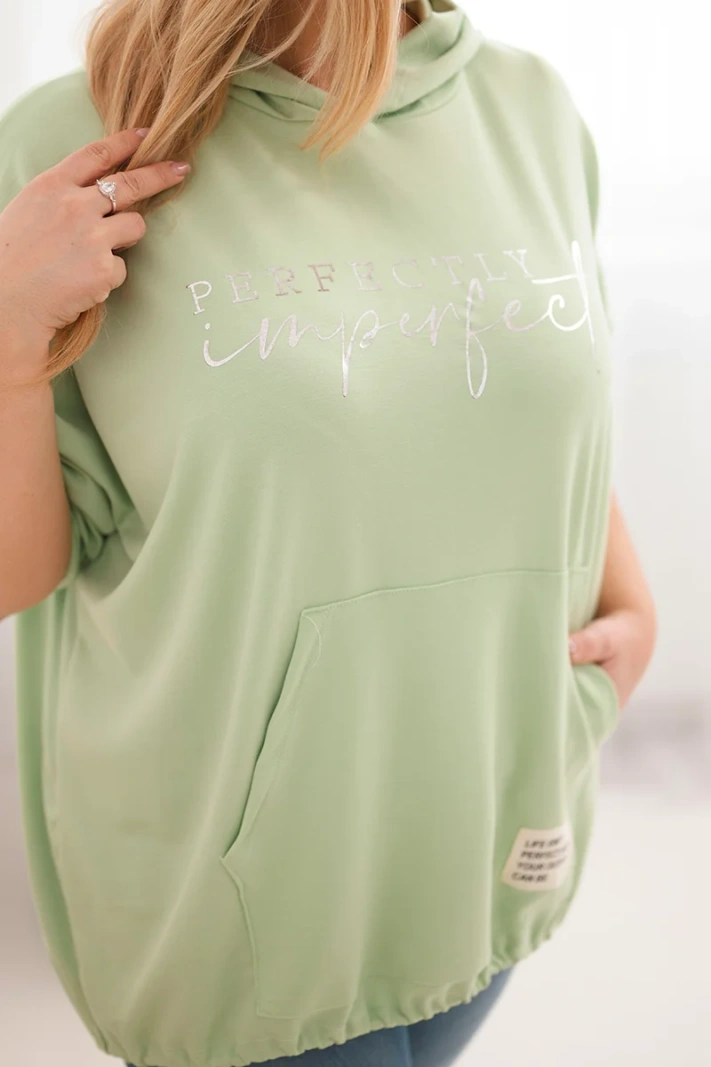 Moteriška Plus Size džemperis su gobtuvu ir spauda mėtų