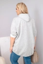 Damen-Plus-Size-Viskose-Sweatshirt mit Kapuze und Kängurutasche grau meliert