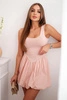 Women's dress with a ruffled skirt and wide straps dark powder pink