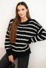 Women's striped sweater with wool in a loose fit black