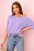 Women's sweater made of soft fluff with a V-neck short sleeves light purple