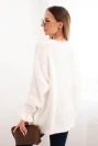 Women's sweater with mohair and wool blend in a loose fit ecru