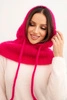 Women's hooded cap with ties and braid pattern fuchsia