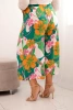 Spodnie damskie Plus Size wiskozowe z kwiatowym wzorem pomarańczowe