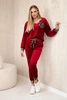 Velour set with a decorative brooch burgundy