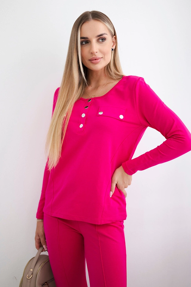 Komplet z dekoltem na napy fuksja