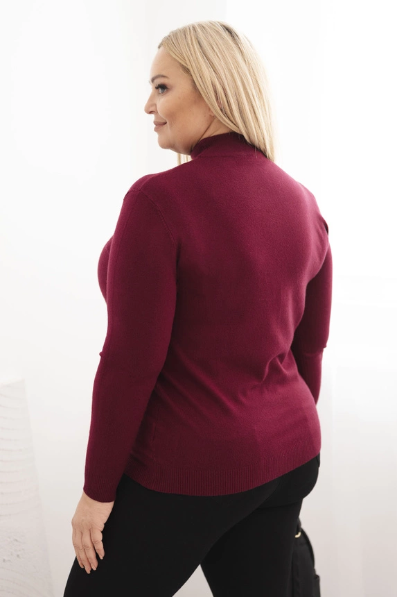 Plus Size women's sweater made of viscose with a turtleneck burgundy