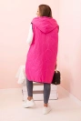 Kamizelka damska pikowana Plus Size z kapturem zapinana na zamek różowa