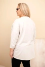 Moteriška Plus Size medvilninė palaidinė su užlenktais rankovėmis ir leopardiniu juostele bežinė