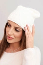 Women's winter wool hat with decorative embossing K474 ecru