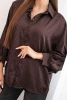 Elegant women's blouse made of viscose with buttons and a collar brown