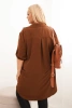 Damenhemdkleid in Übergröße mit längerem Rücken und hochgekrempelten Ärmeln dunkel camel