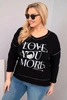 Plus Size women's blouse distressed with the inscription Love You More black
