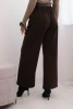 Women's elegant trousers with a belt and wide leg brown