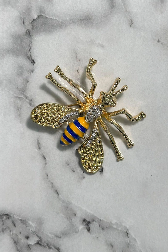 Brooch Bee A-2-21-9 cornflower blue