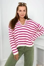 Gestreifter Pullover Fuchsia