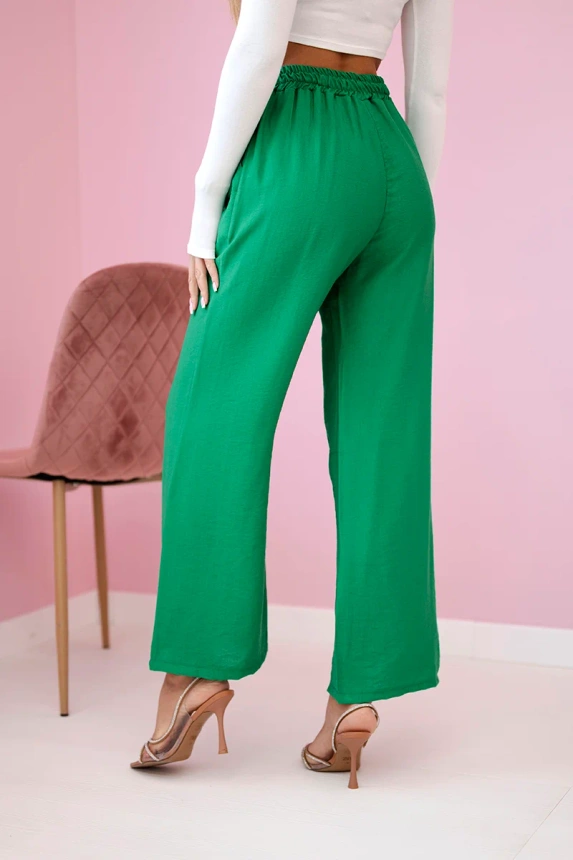 Viscose wide-leg trousers light green