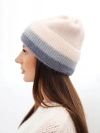 A hat women's beanie ribbed with decoration powder+dark grey