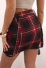 Women's plaid suspender skirt with buttons red