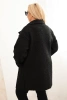 Dámsky kabát Plus Size baranok s vlnou a vreckami čierny