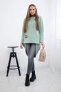 Langer Rücken Sweatshirt mit Kapuze dunkel mint