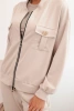 Damen-Set aus Viskose mit offener Jacke und Hose beige