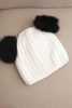 Women's winter wool hat with pompom K433 white