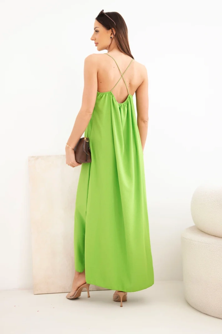 Long dress with straps light green