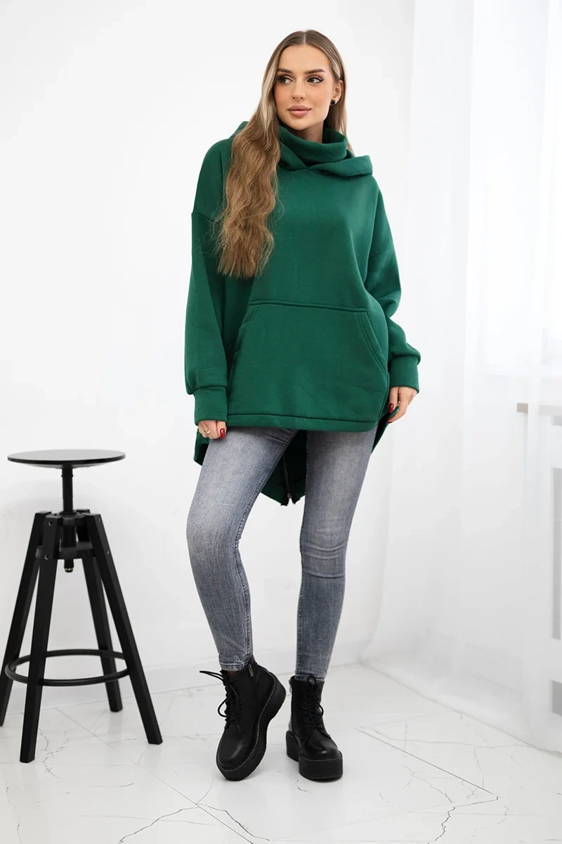 Bluza ocieplana z suwakiem z tyłu ciemno zielona